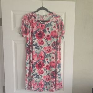 Sew In Love Pink Floral Midi Shift Dress